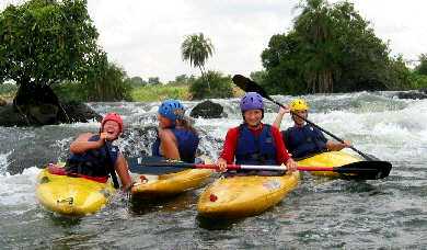 Kayaking white water in the Mighty White Nile