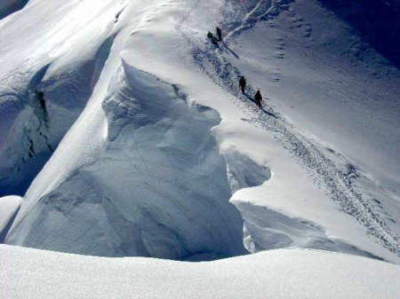 Mont Blanc descent cornice