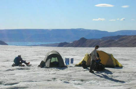 Camping on one of the many glaciers