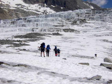 Ascending the Argentiere Glacier