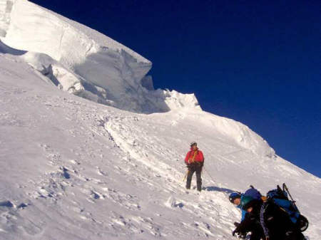 Capt Graeme Scott leads his rope up Mont Blanc du Tacul