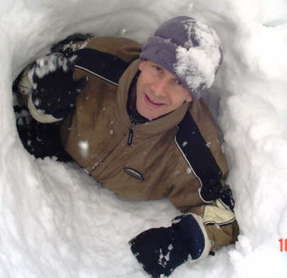 Digging out the snow hole