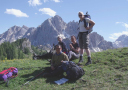 Dolomite Dragon/Team A+ take a well earned rest having just descended from the summit of Monte Lungo, 2282m.