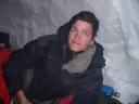 Nordic Venturer (Tiger)/Ben Bowley enjoys the comfort of his snow hole