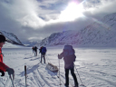 Dragon Telemark Ski/The team set off pulling pulks
