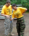 Junior Cadet Leadership Challenge/Cadet Varma working on her knots