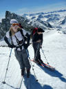 Blue Bivio/Ocdt Ella Thurston and Ocdt Chris Hancock climb to the summit of Tschima da Flix 3316m on skis