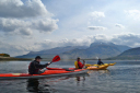 Highland Fling/Recruit Peter Anderson, WO1 Sean Jones and Lt Hattie Jacques sea kayaking