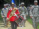 Junior Cadet Leadership Challenge/Drum Sgt Major Belnavis leading cadets along Battle Road