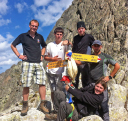 Northern Alpine Wanderer/SUO Michael Heuston, JUOs Chris Rees and Adam Rigs along with our JSMEL OCdt Luca Miceli watch as OCdt Lucy Cooke clings on to the mountain as usual