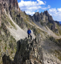 Northern Alpine Wanderer/OCdt Luca Micelli with the views from the Spectacular Fenetre DArpette