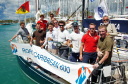 Caribbean 600 Campaign/The crew celebrate their arrival in Falmouth Harbour, Antigua