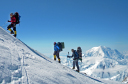 Ama Denali/Team approaching high camp.  Mt Hunter in background