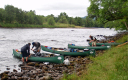 River Spey Descent/River bank - kitting up ready for the days paddle