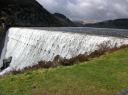 Welsh Dragon/Water pouring over the Elan dam after heavy rain