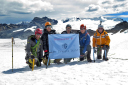 Bolivian Venture/SAC Malcolm Burgess (centre) on the glacier