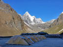 Parbet Tiger/Kyajo Ri from Machurmo with the team tents in the foreground