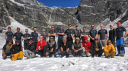 Parbet Tiger/The team at Kyajo Ri base camp with the first headwall in the background