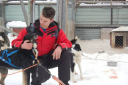 Northern Lights/Cadet Sgt Kieran Dunstan getting to know his dog team at the base site