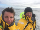 Volvo Round Ireland Yacht Race/Capts Matt Plumridge and Henry Kemp-Gee on watch off the SW coast of Ireland