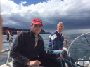 Volvo Round Ireland Yacht Race/Tpr Ed Wiggins and LtCol Paul Macro on watch in light winds off the N coast of Ireland