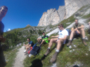 Northern Cutlers Climb/A quick rest during a trek on Tofana di Rozes 